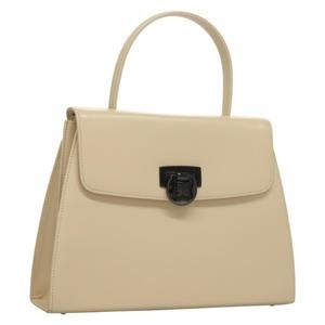 GIVENCHY Hand Bag Leather Cream Auth 133916